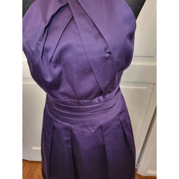 David's bridal Cotton Satten Halter Pleated Mini Dress 8 Bridesmaid Wedding Prom - Picture 7 of 9